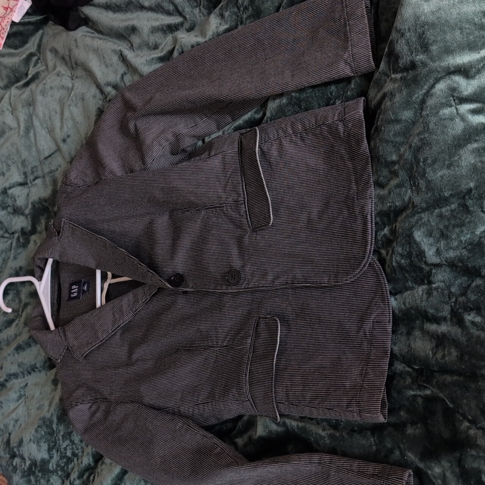 GAP Women's Y2k Pinstripe Charcoal Blazer